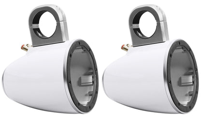 Pair Kicker 43KMTES8W White Marine 8" Speaker Wakeboard Tower Enclosures KMTES8
