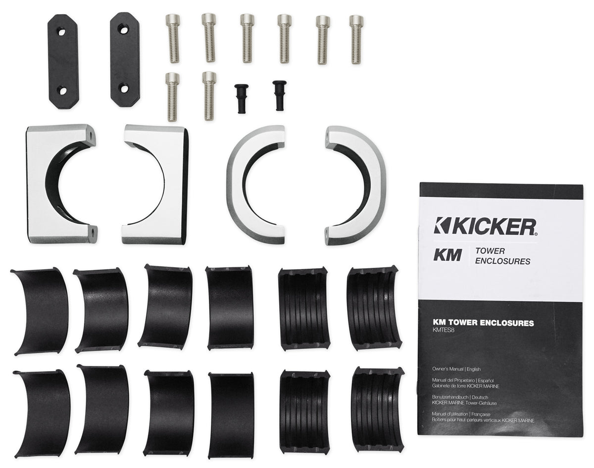 Pair Kicker 43KMTES8W White Marine 8" Speaker Wakeboard Tower Enclosures KMTES8