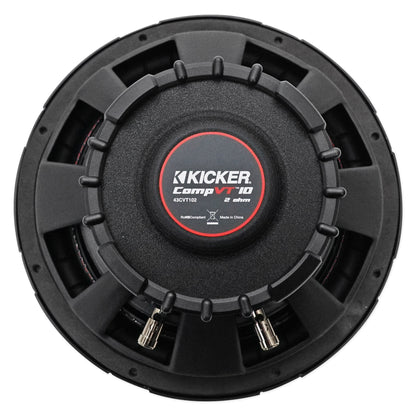 Kicker 43CVT102 COMPVT 10" 800w SVC 2-Ohm Slim Shallow Car Subwoofer Sub CVT10-2