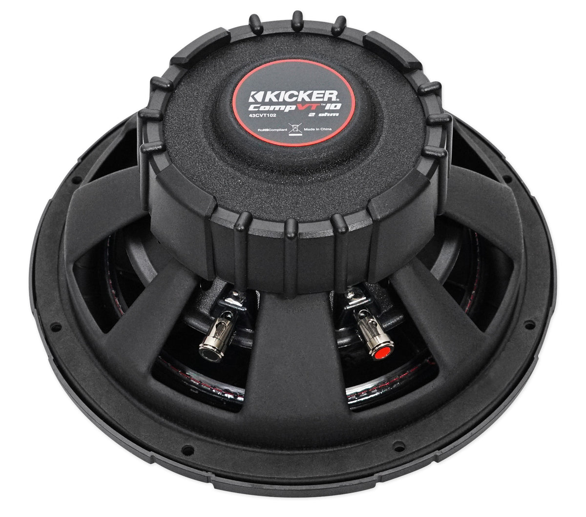 Kicker 43CVT102 COMPVT 10" 800w SVC 2-Ohm Slim Shallow Car Subwoofer Sub CVT10-2