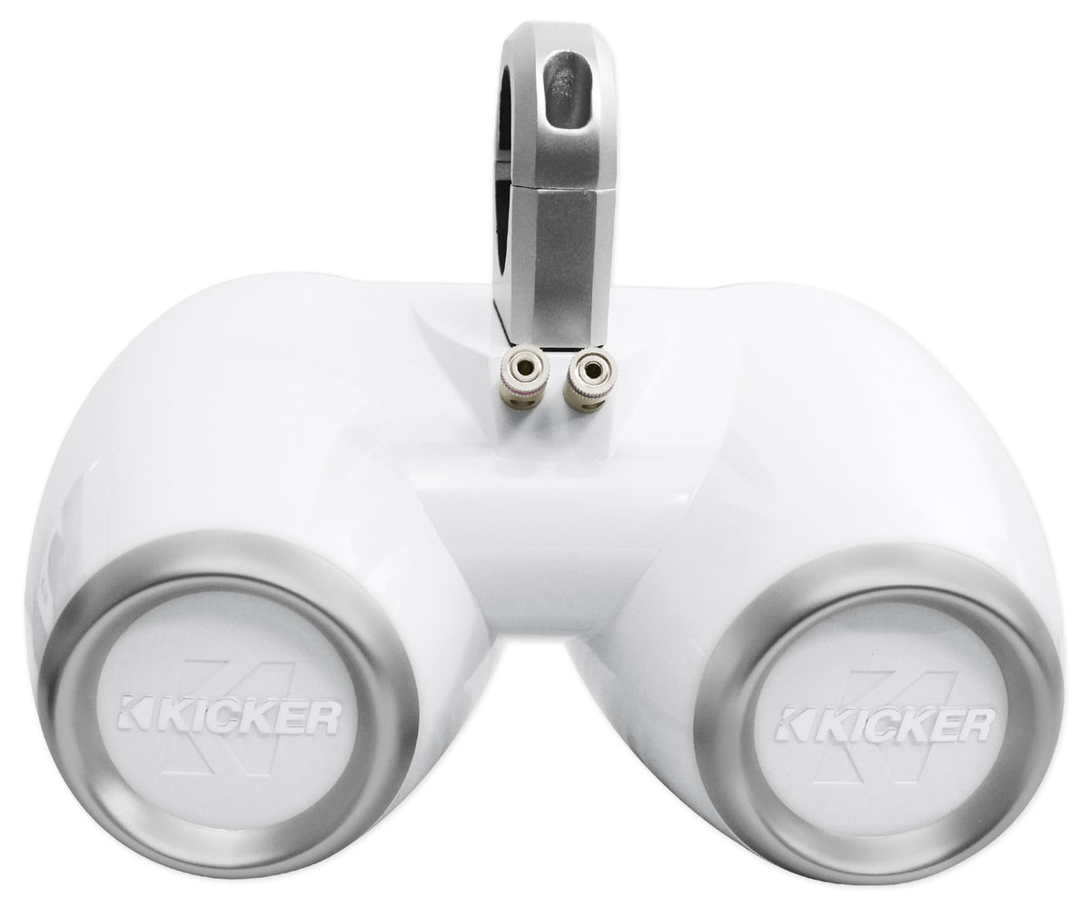 Pair Kicker 12KMTEDW White Dual 6.5" Speaker Wakeboard Tower Enclosures KMTED