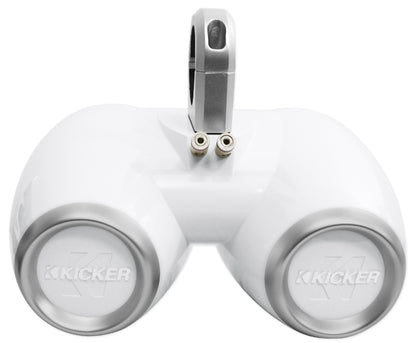 Pair Kicker 12KMTEDW White Dual 6.5" Speaker Wakeboard Tower Enclosures KMTED