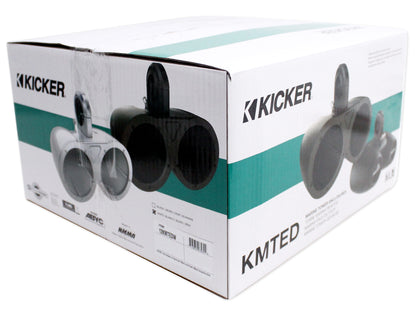 Pair Kicker 12KMTEDW White Dual 6.5" Speaker Wakeboard Tower Enclosures KMTED