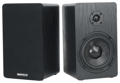 2) Rockville RockShelf 58B Black 5.25" Bookshelf Speakers+Bluetooth/Wifi Amp+Sub