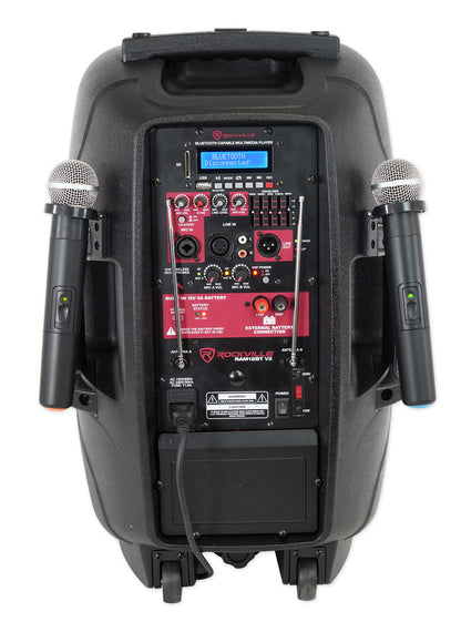 RAM12BT 12" Rechargeable 600W DJ PA Speaker+Mics/Bluetooth+Slip Cover