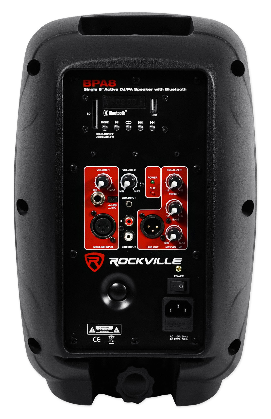 Rockville BPA8 8 inch Professional Powered Active 300w DJ PA Speaker w Bluetooth