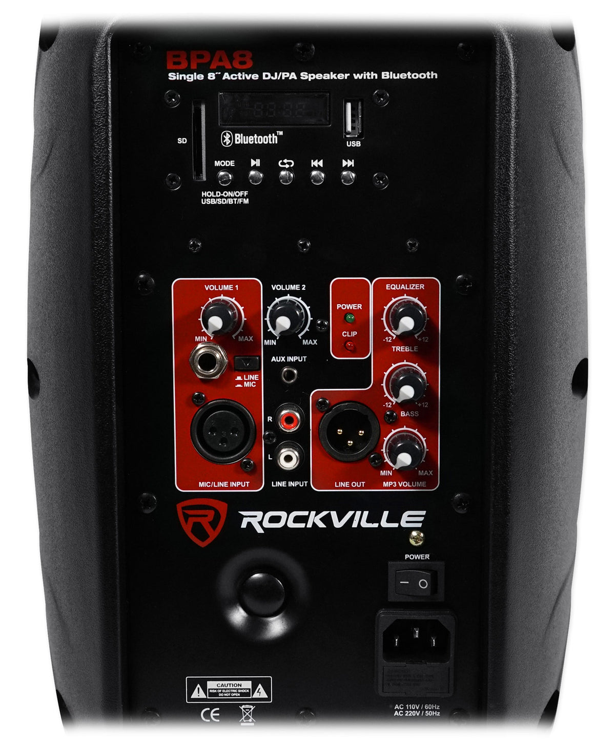 Rockville BPA8 8 inch Professional Powered Active 300w DJ PA Speaker w Bluetooth