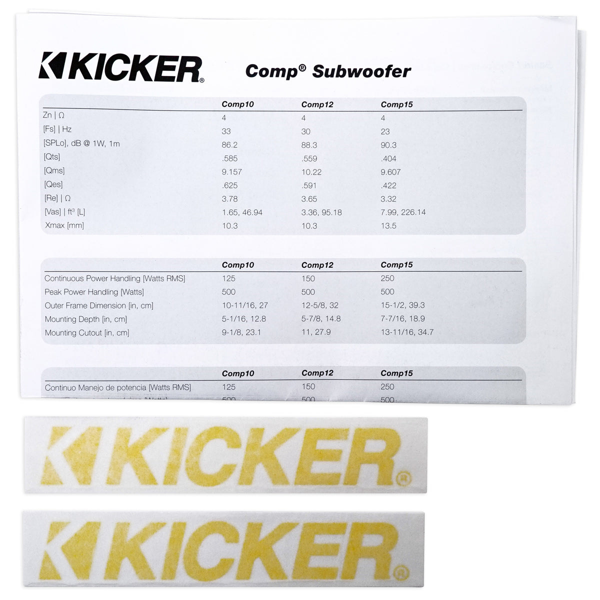 Kicker 43C124 Comp 12" 300 Watt SVC 4-Ohm Car Audio Subwoofer Sub