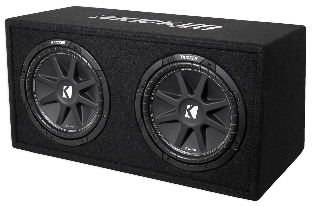 KICKER 43DC122 Comp Dual 12" Subwoofers In Vented Sub Box Enclosure, 2-Ohm