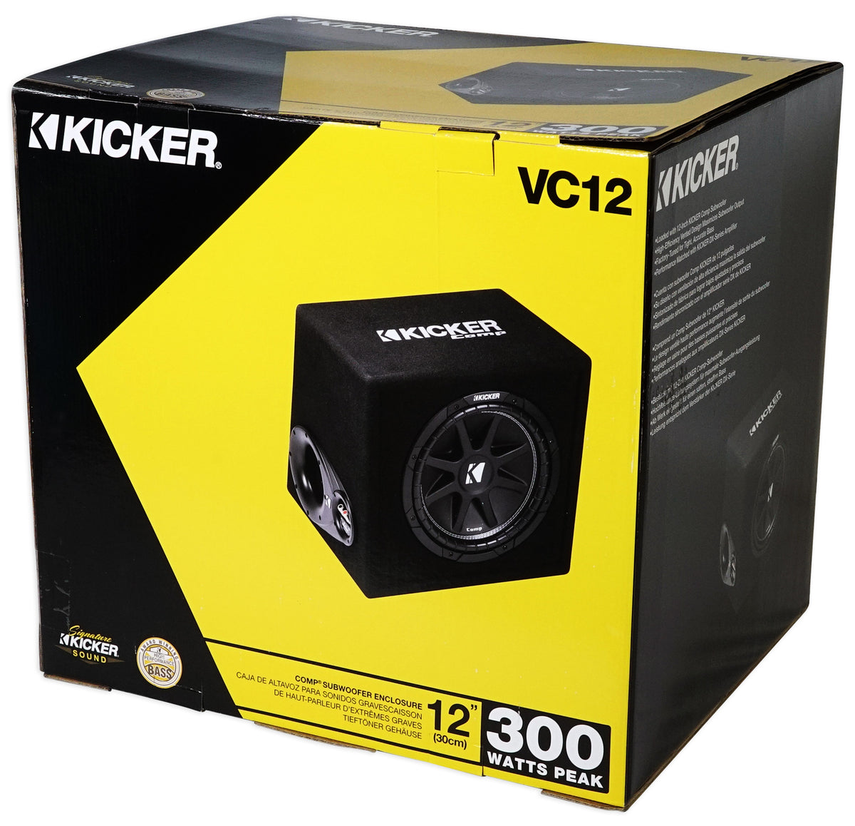 Kicker 43VC124 Comp 12" Subwoofer In Vented Sub Box Enclosure, 4-Ohm