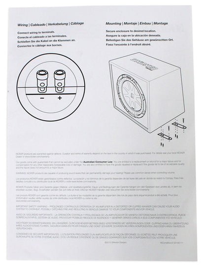 KICKER 43TC104 Comp 10" Subwoofer In Thin Profile Sub Box Enclosure, 4-Ohm