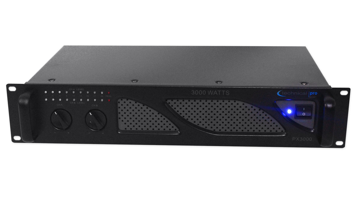 Technical Pro PX3000 Professional 2U 2-Channel 3000 Watt Power DJ Amplifier