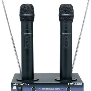 Vocopro VHF-3300 2 Channel VHF Dual Rechargeable Wireless Microphone System