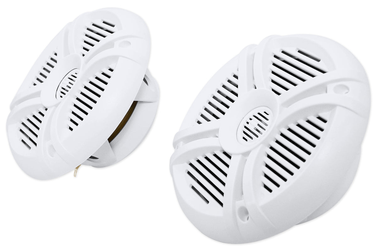 (2) Rockville RMSTS65W 6.5" 800 Watt Waterproof Marine Boat Speakers 2-Way White