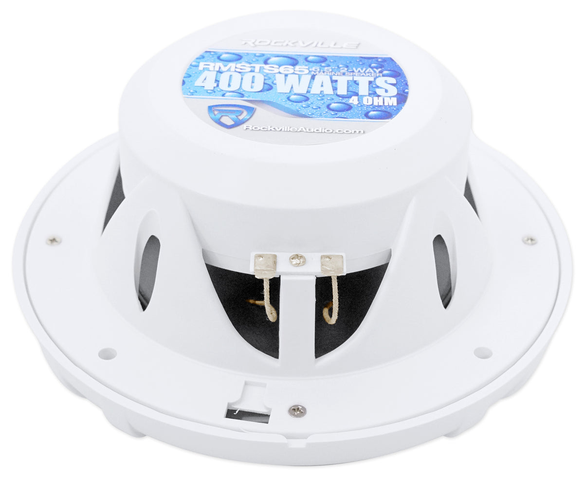 (2) Rockville RMSTS65W 6.5" 800 Watt Waterproof Marine Boat Speakers 2-Way White