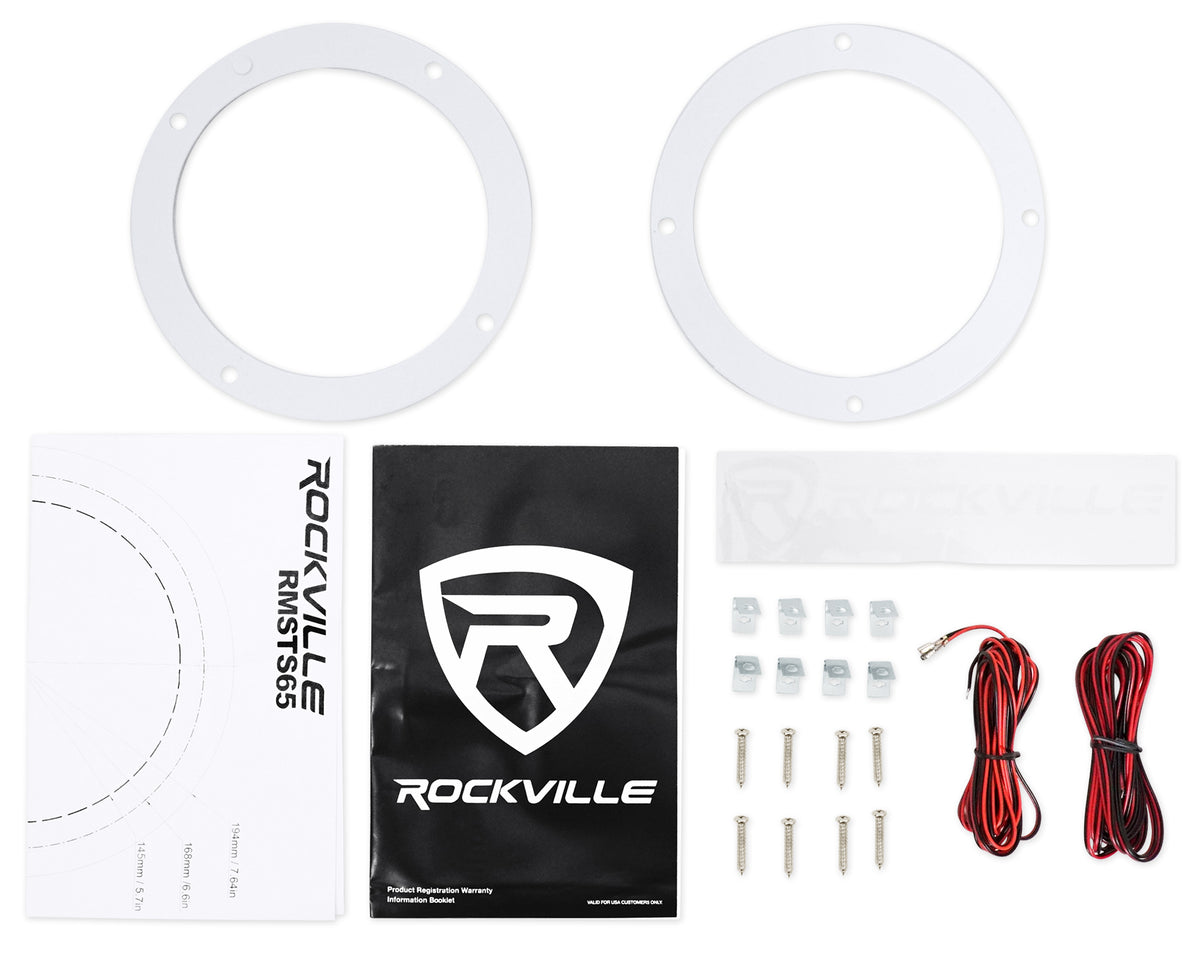 (2) Rockville RMSTS65W 6.5" 800 Watt Waterproof Marine Boat Speakers 2-Way White