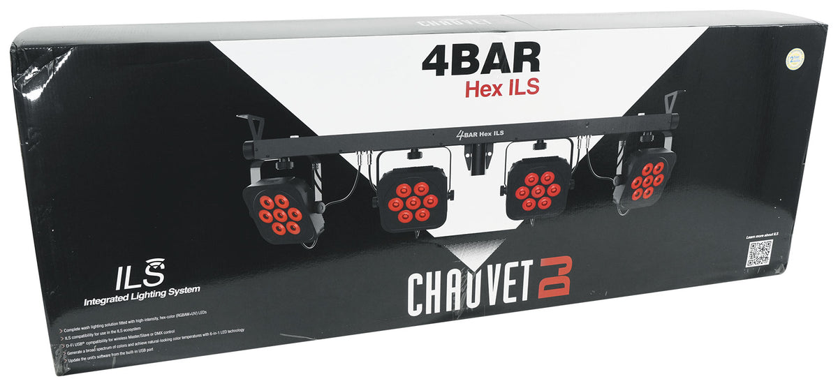 Chauvet DJ 4BAR HEX ILS RGBAW+UV LED Wash Lighting System w/Stand+Footswitch+Bag