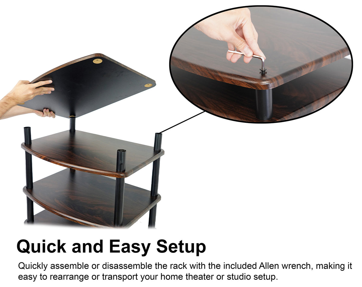 FLX Dark Wood 4-Shelf + Dark Wood Add-On Shelf Bundle