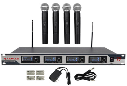Rockville RWM4200VH VHF Wireless Quad HandHeld Microphone System w LCD Display!