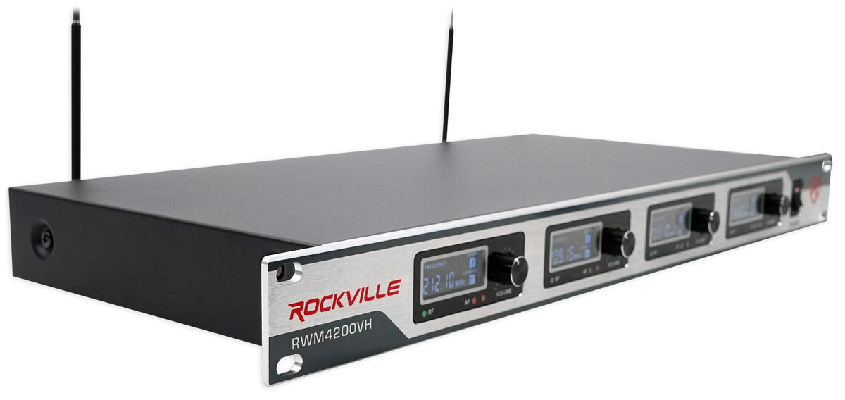 Rockville RWM4200VH VHF Wireless Quad HandHeld Microphone System w LCD Display!