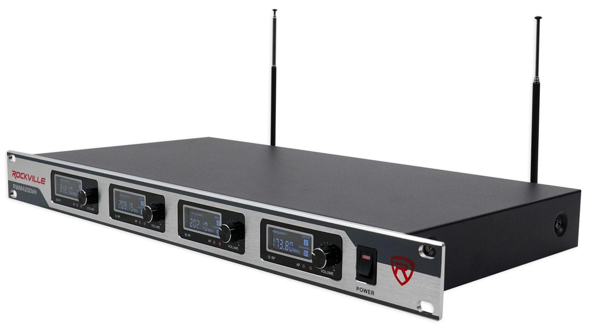 Rockville RWM4200VH VHF Wireless Quad HandHeld Microphone System w LCD Display!