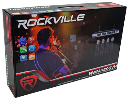 Rockville RWM4200VH VHF Wireless Quad HandHeld Microphone System w LCD Display!