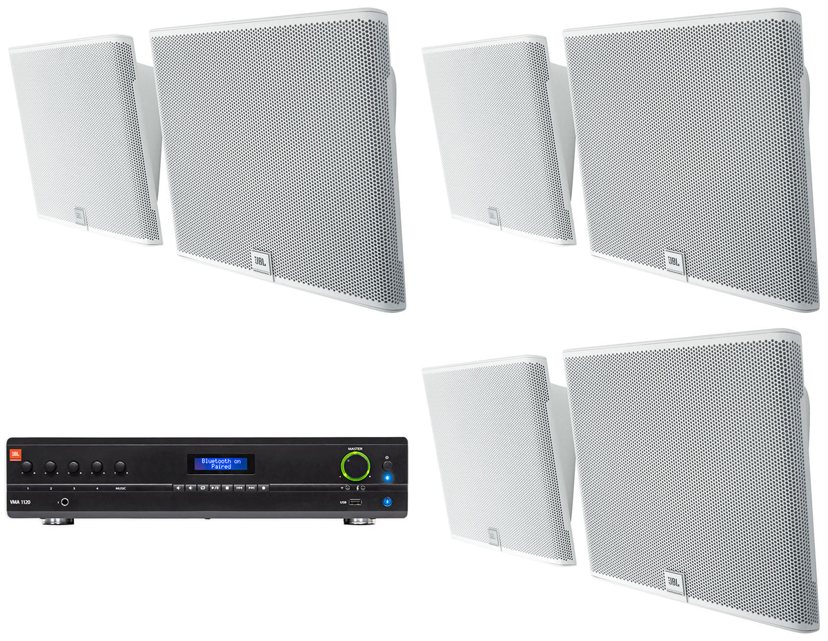 VMA1120 Amplifier + (6) SLP12/T-WH On-Wall Speakers Bundle