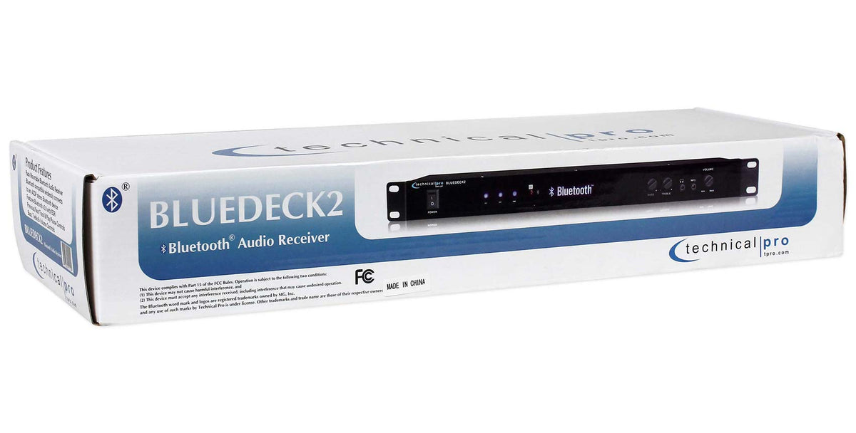 Technical Pro BLUEDECK2 Rack Mountable DJ/Pro Audio Bluetooth Receiver