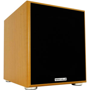 Rockville Rock Shaker 10" Inch Wood 600w Powered Home Theater Subwoofer Sub