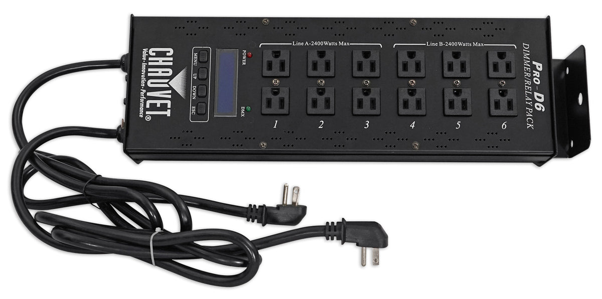 Chauvet PRO-D6 6 Ch 20A DMX-512 Dimmer Switch Pack Simultanious115V and 230V