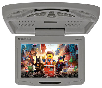 Rockville RVD12HD-GR 12" Grey Flip Down Car Monitor DVD/USB/SD Player + Games