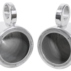 Pair Rockville 6.5" Polished Silver Aluminum Wakeboard Tower Speaker Enclosures