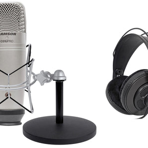 Samson C01U Pro Recording Podcast Microphone+Shock Mount+Mic Stand+Headphones