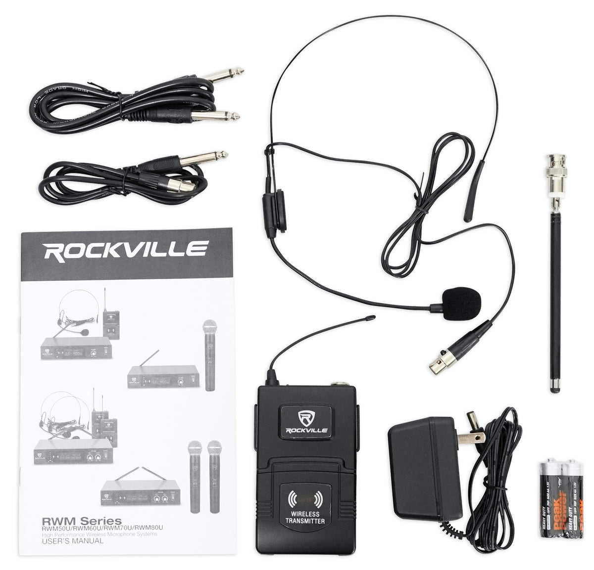Rockville RWM60U Professional UHF Headset & Guitar Wireless Microphone System