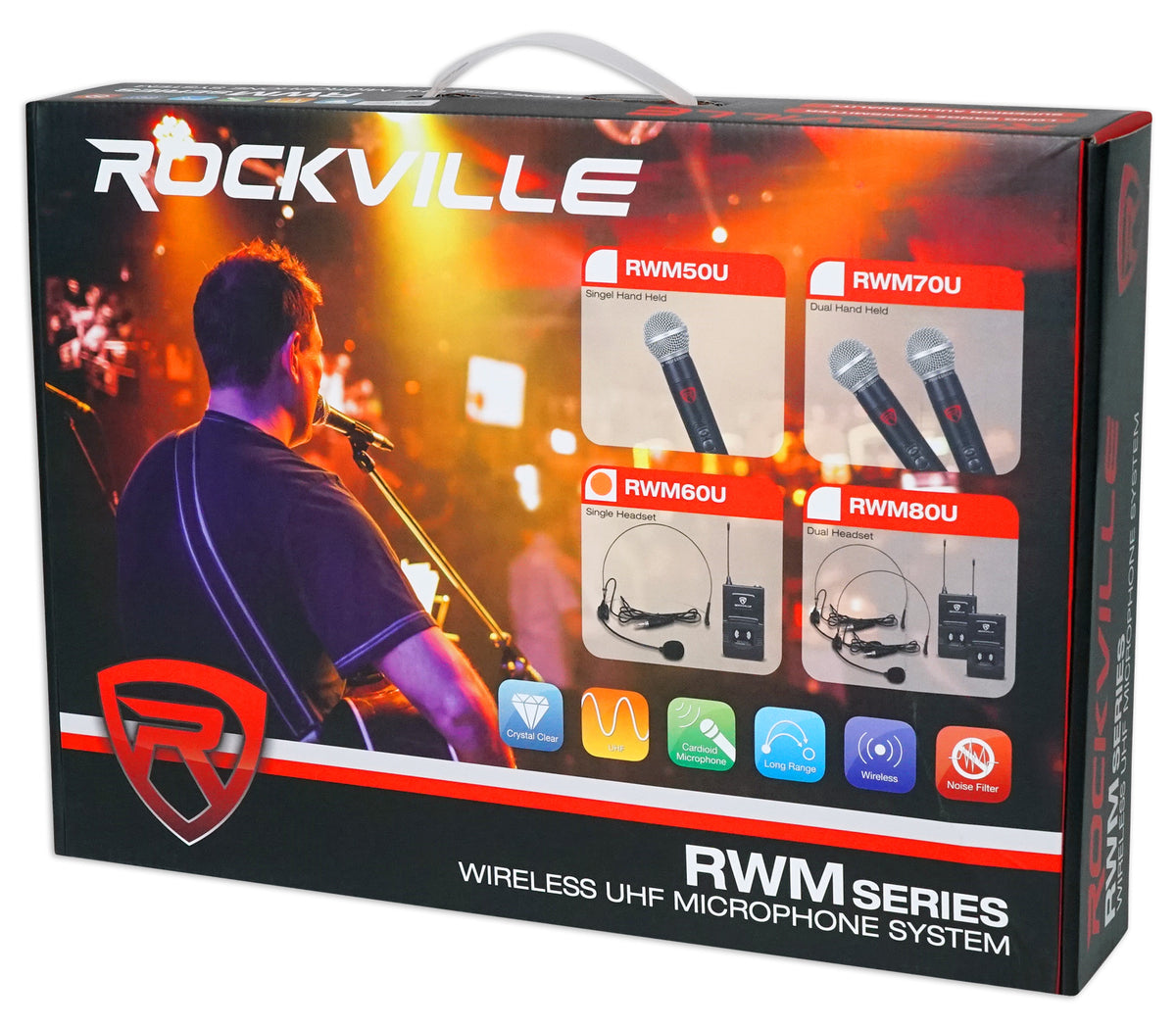 Rockville RWM60U Professional UHF Headset & Guitar Wireless Microphone System