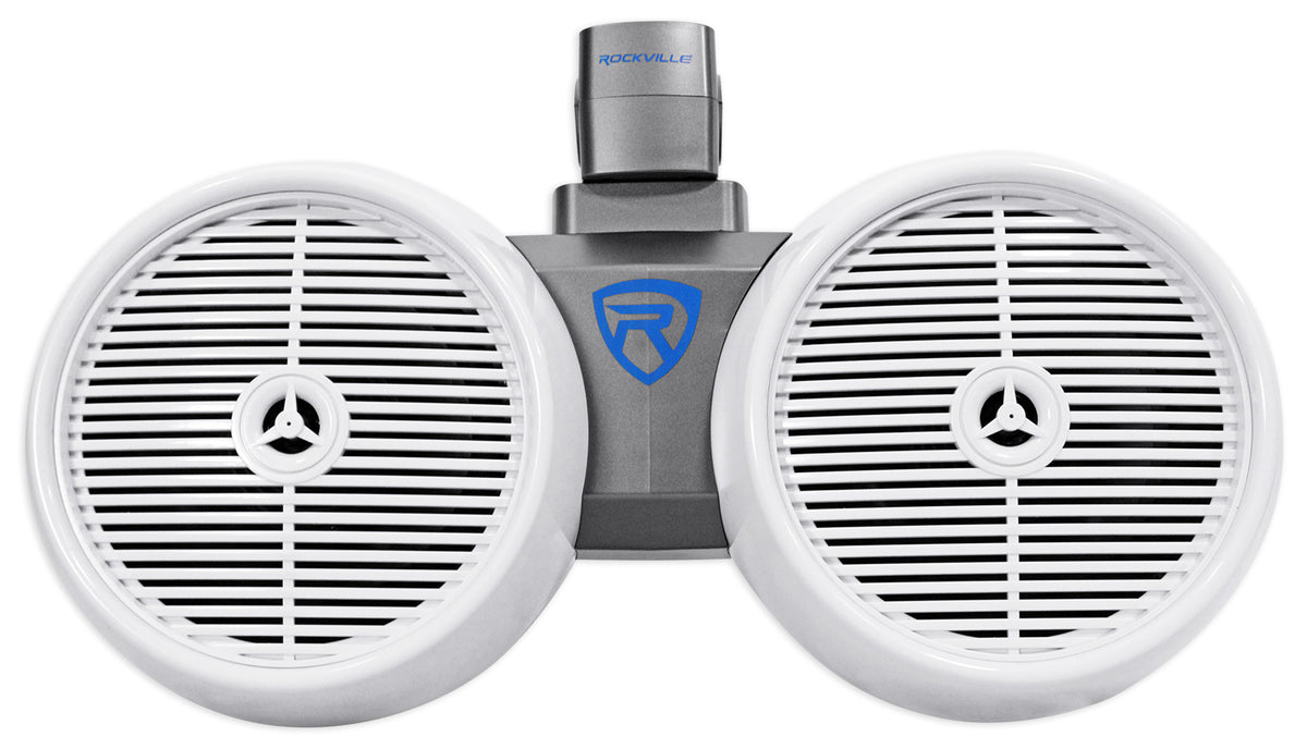 Rockville DWB80W Dual 8" White 800 Watt Marine Wakeboard Tower Speaker System