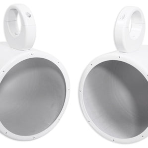Pair Rockville MAC80W 7.7" White Aluminum Wakeboard Tower Speaker Pod Enclosures