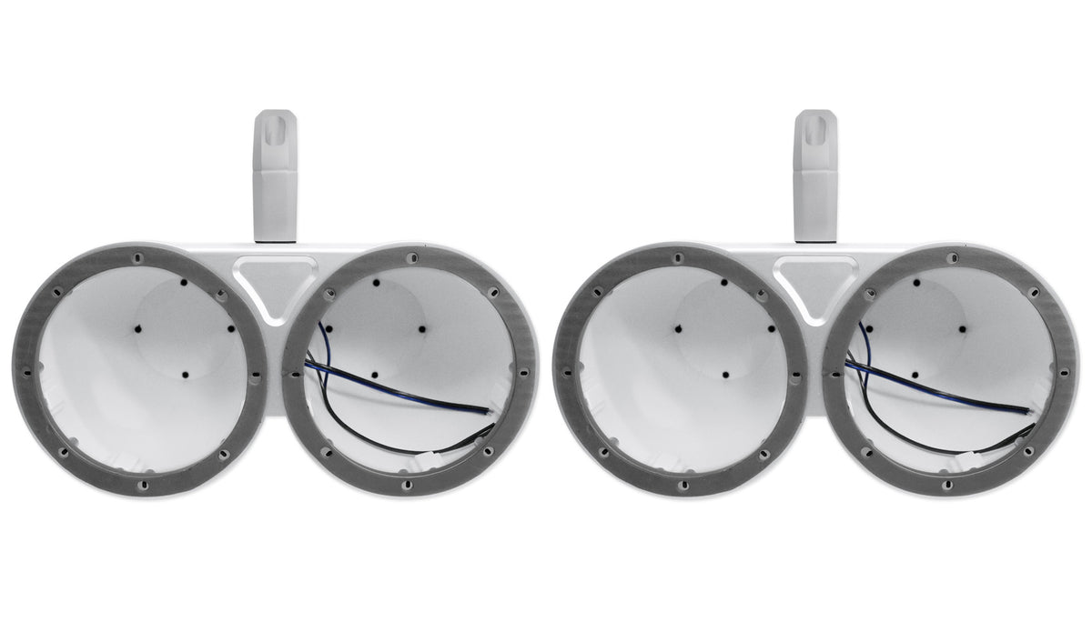 Pair Dual 43KM654LCW 6.5" 780W White Wakeboard Tower Speakers w/LEDs