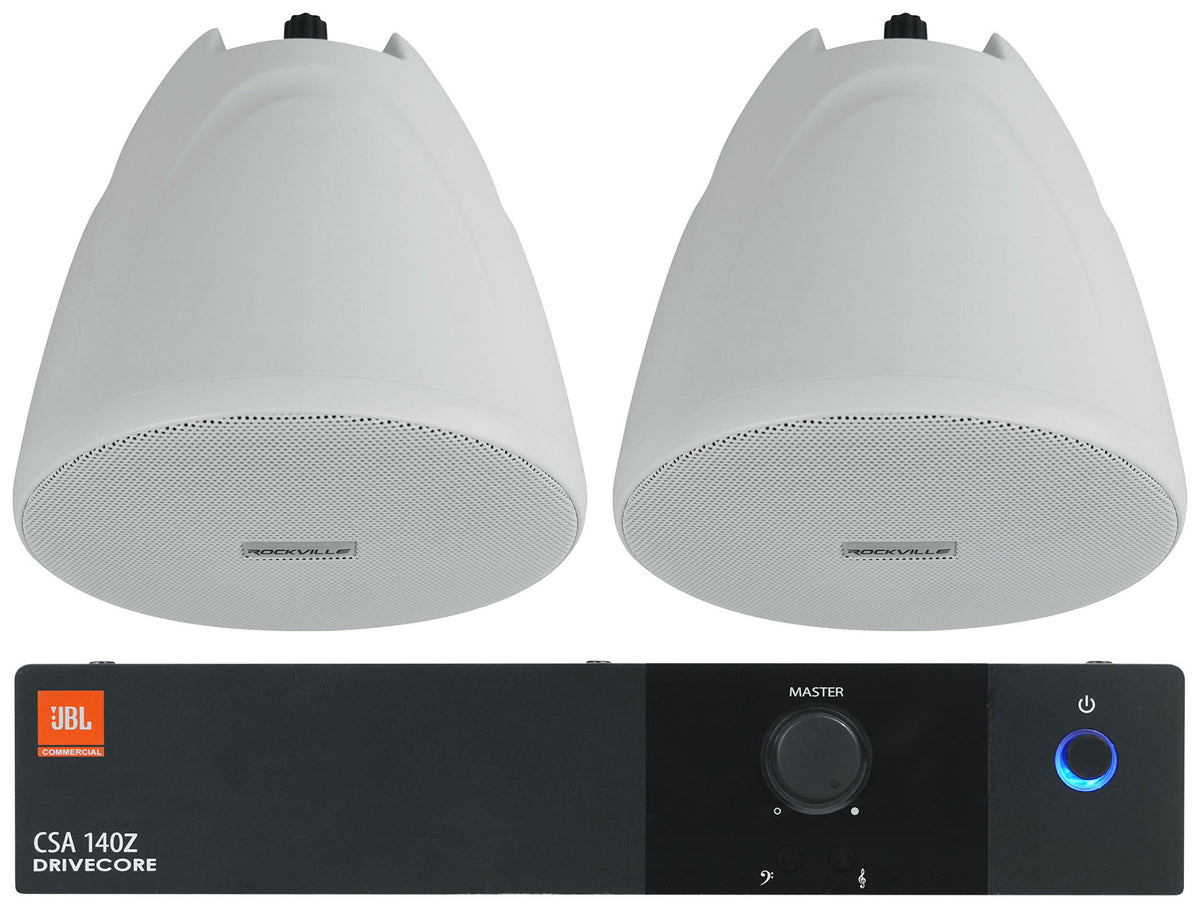 CSA140Z 70V Amplifier + (2) PEN-40T White Pendant Speakers