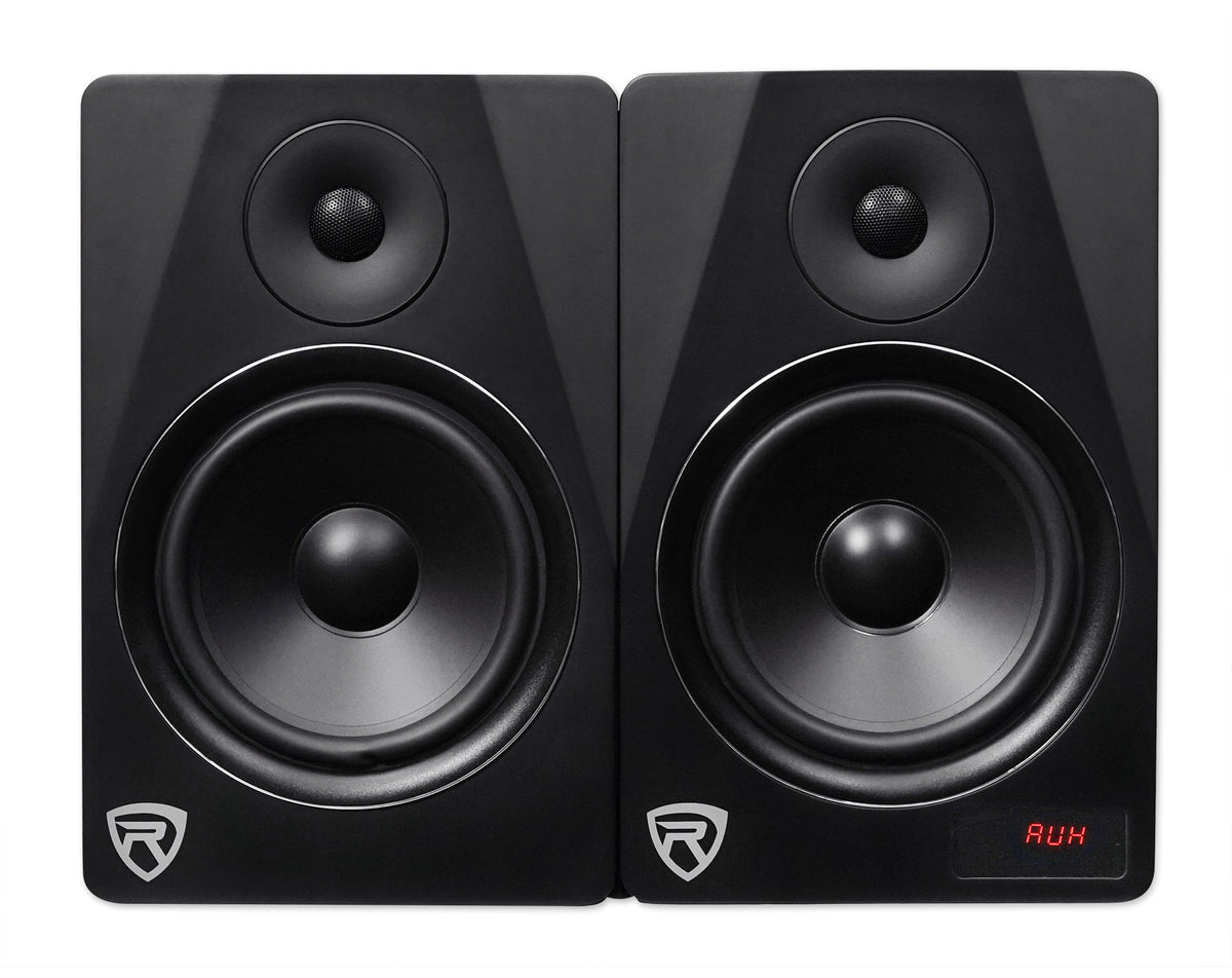 Rockville HTS8B Pair 8" 1000W Powered Home Theater Speakers Bluetooth/FM/USB/SD