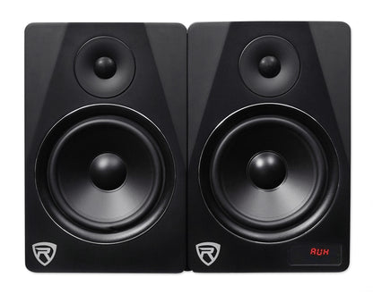 Rockville HTS8B Pair 8" 1000W Powered Home Theater Speakers Bluetooth/FM/USB/SD