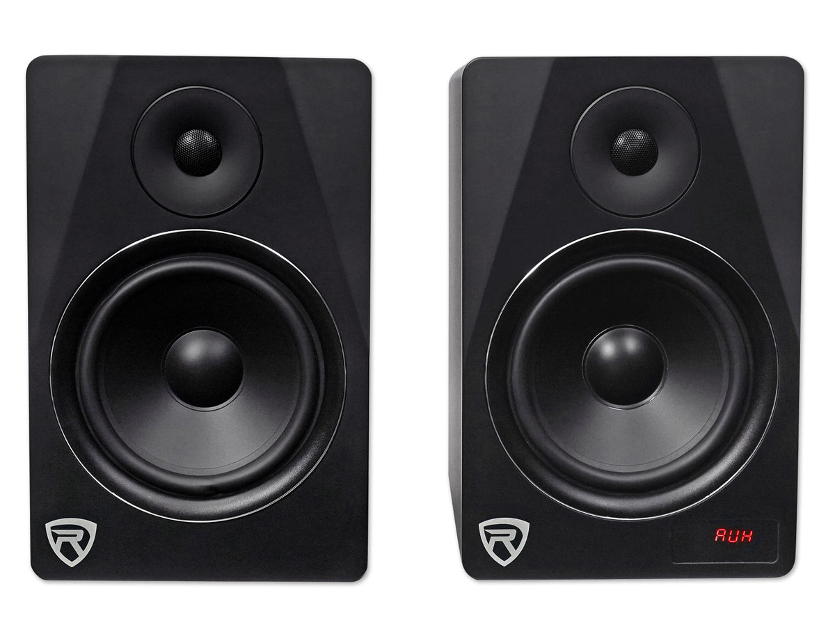 Rockville HTS8B Pair 8" 1000W Powered Home Theater Speakers Bluetooth/FM/USB/SD