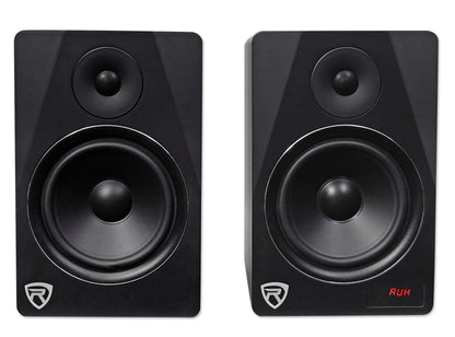 Rockville HTS8B Pair 8" 1000W Powered Home Theater Speakers Bluetooth/FM/USB/SD
