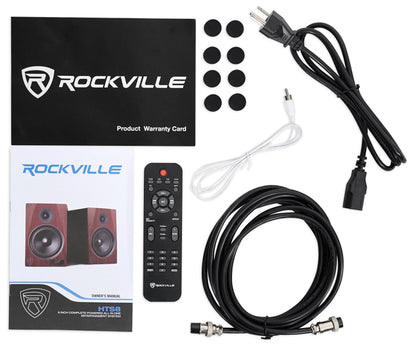 Rockville HTS8B Pair 8" 1000W Powered Home Theater Speakers Bluetooth/FM/USB/SD