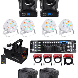 2) Martin Thrill Mini Profile Moving Heads+4) Par Lights+DMX Control+Fogger+Bags