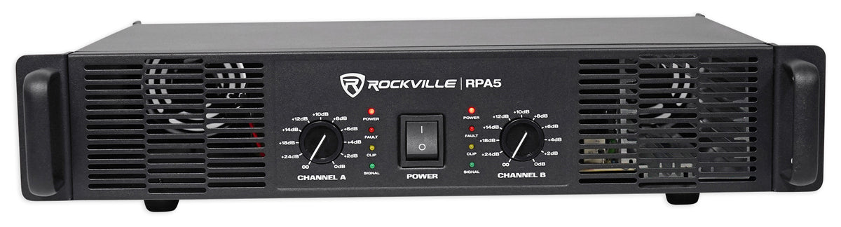 Rockville RPA5 1000w Peak/500w RMS 2 Channel Power Amplifier Pro/DJ Amp