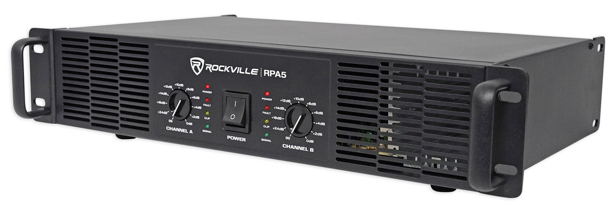 Rockville RPA5 1000w Peak/500w RMS 2 Channel Power Amplifier Pro/DJ Amp