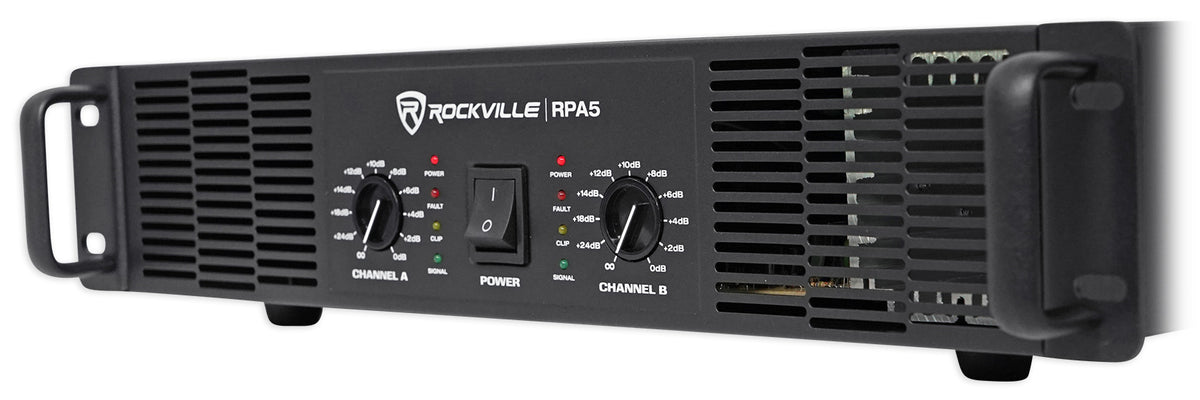 Rockville RPA5 1000w Peak/500w RMS 2 Channel Power Amplifier Pro/DJ Amp