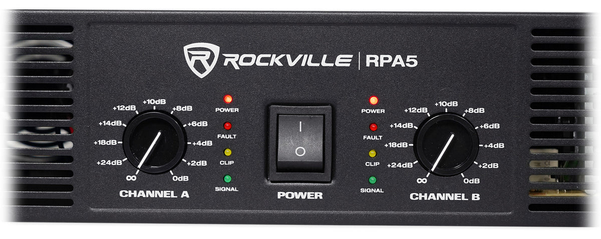 Rockville RPA5 1000w Peak/500w RMS 2 Channel Power Amplifier Pro/DJ Amp