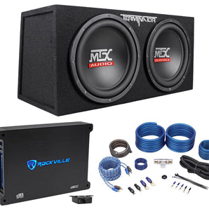 MTX Terminator TNE212D 1200 Watt Dual 12” Subwoofers+Sealed Sub Box+Amp+Wire Kit